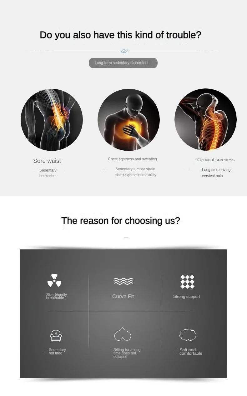 New Tailbone Sciatica Back Pain Relief Comfort Office Chair Car Seat Cushion Non-Slip Orthopedic Memory Foam Coccyx Cushion