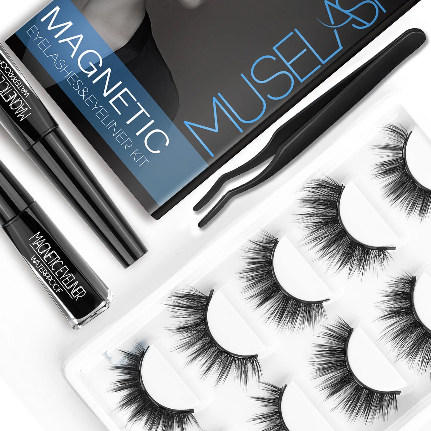 MUSELASH 5 Pairs Magnetic Eyelashes 2 Magnetic Liquid Eyeliner Handmade Reusable 3D Natural Mink False Eyelashes Dropshipping