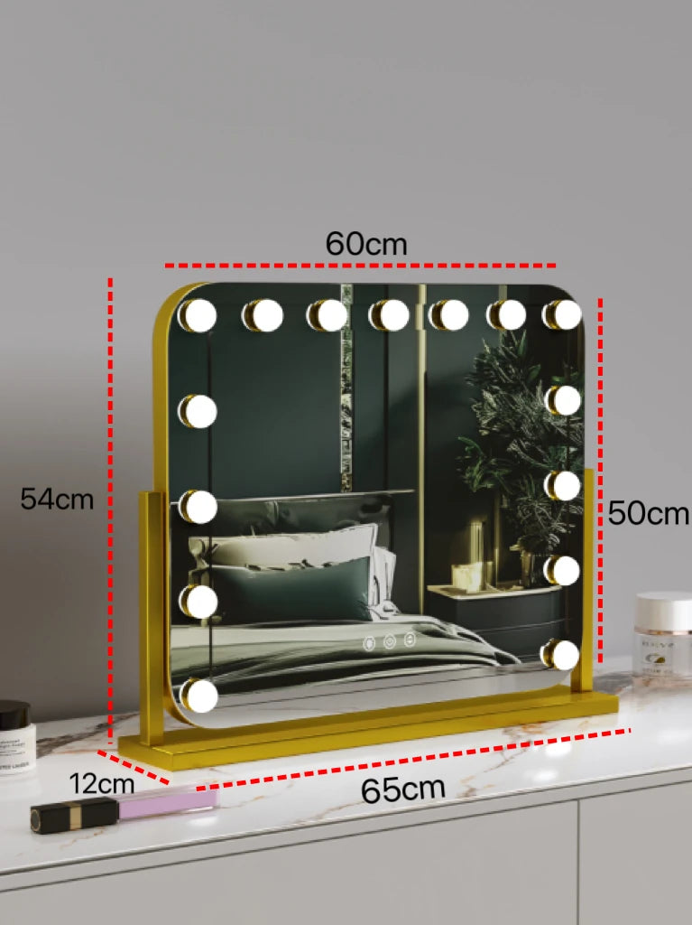 Vanity Mirror with Lights 25.59''x21.25''Makeup Mirror with Lights Touch Screen with 3 Color Lighting Dimmable for Desk Tabletop