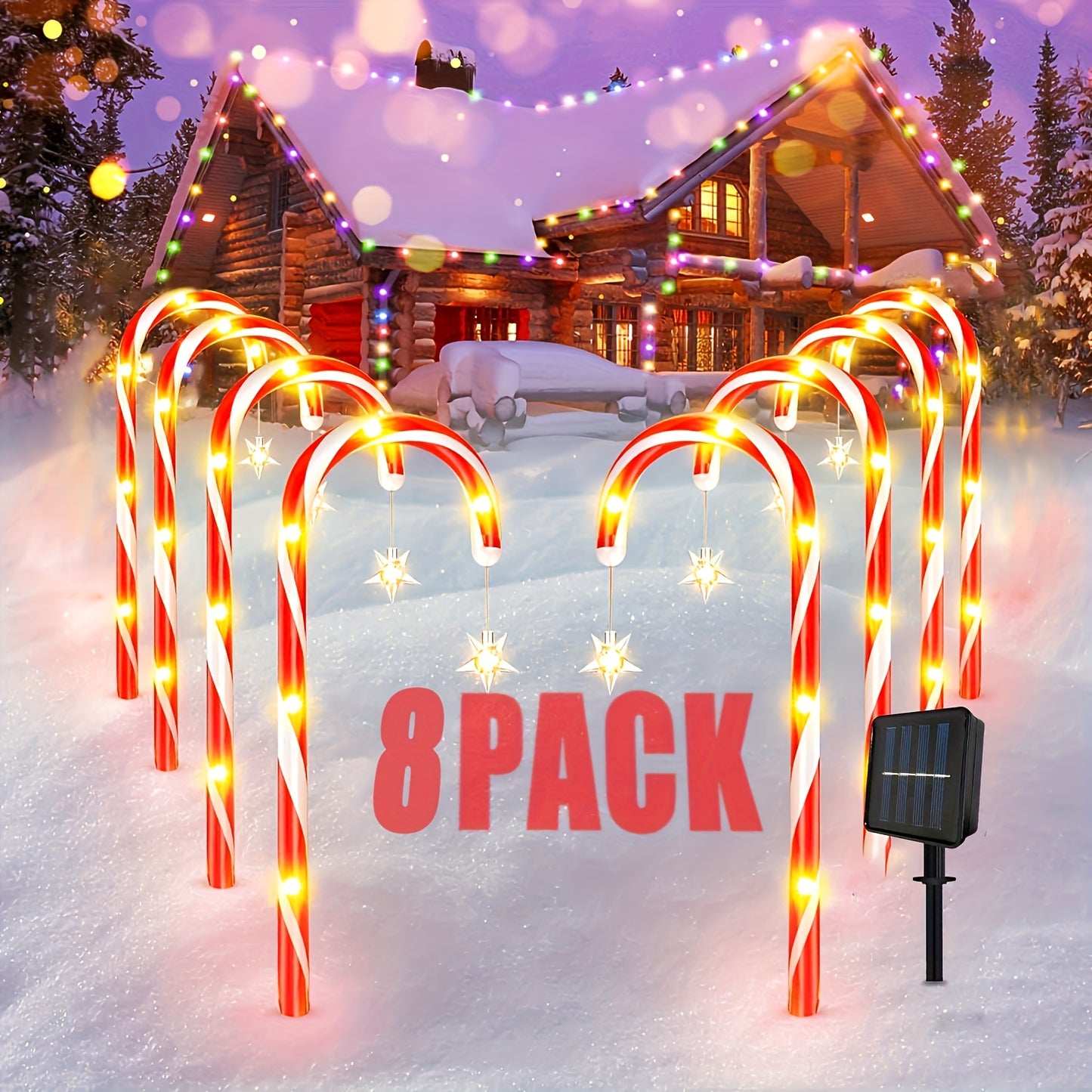 Christmas Candy Cane Lights, Solar-Powered Christmas Decoration Lighting for Holiday Gifts, Outdoor Christmas Decorations, Christmas Home Decor, Festive Lighting, Seasonal Decorations, Candy Cane Design, Holiday Light Display