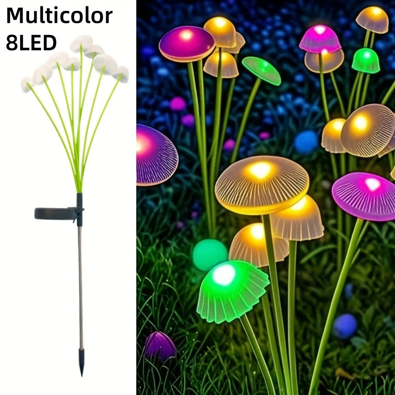 Solar 6/ 8/ 10 LED Jellyfish Mushroom Lights, Garden Landscape Lights, Outdoor Ground-plug Lawn Lights, Garden Decoration Lights, Doliday Garden Lights