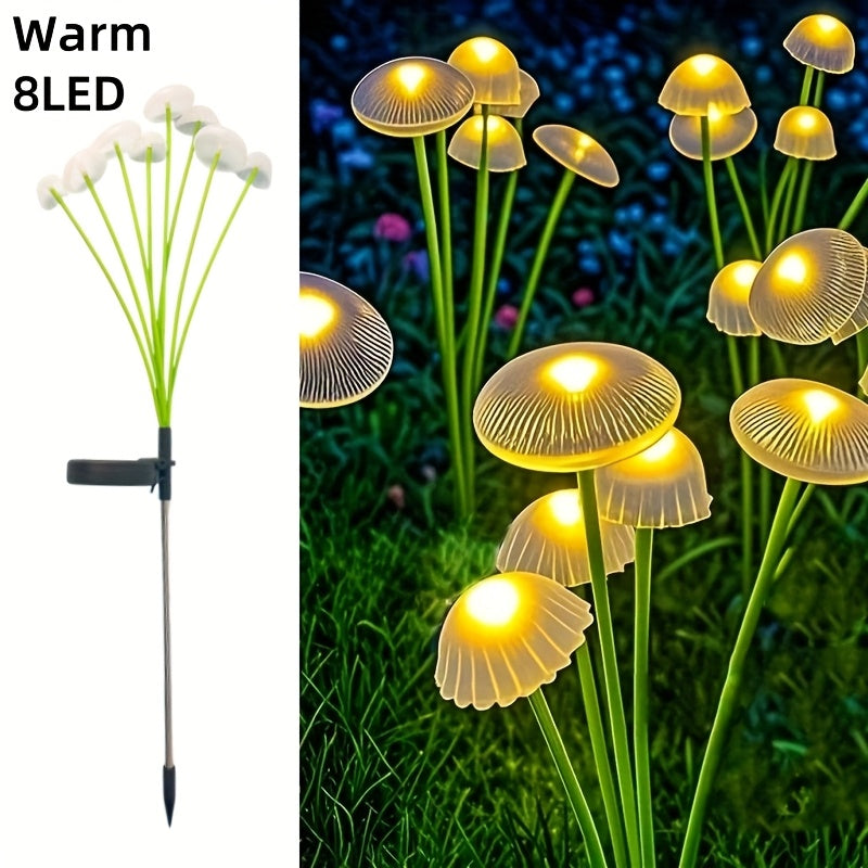 Solar 6/ 8/ 10 LED Jellyfish Mushroom Lights, Garden Landscape Lights, Outdoor Ground-plug Lawn Lights, Garden Decoration Lights, Doliday Garden Lights
