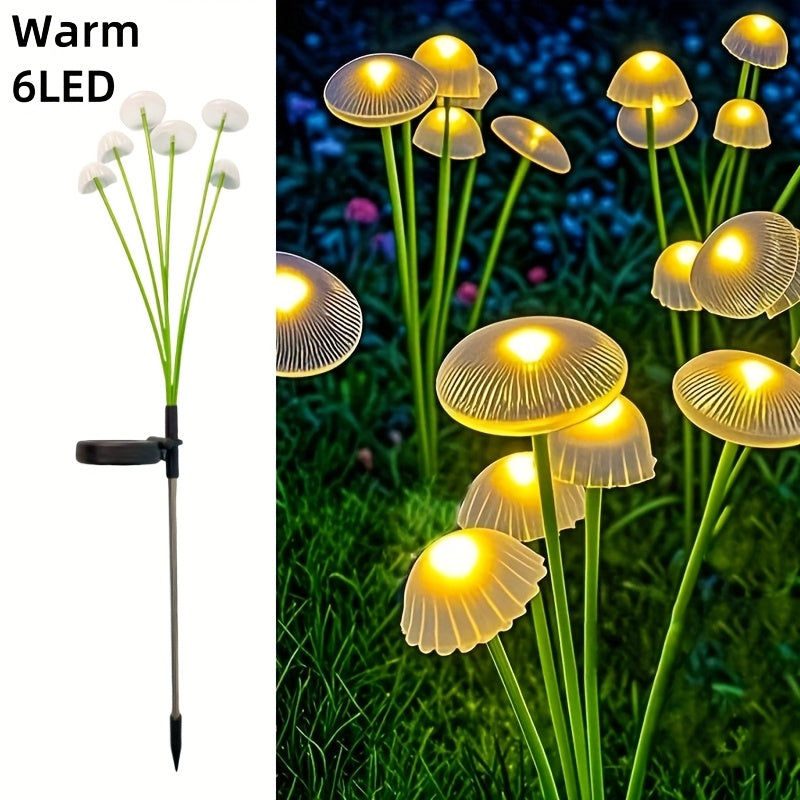 Solar 6/ 8/ 10 LED Jellyfish Mushroom Lights, Garden Landscape Lights, Outdoor Ground-plug Lawn Lights, Garden Decoration Lights, Doliday Garden Lights