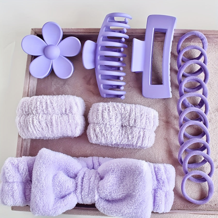 16-Piece Face Wash Band & Sponge Set – Multicolor Headbands & Wristbands