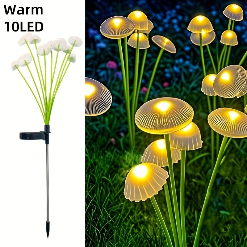 Solar 6/ 8/ 10 LED Jellyfish Mushroom Lights, Garden Landscape Lights, Outdoor Ground-plug Lawn Lights, Garden Decoration Lights, Doliday Garden Lights