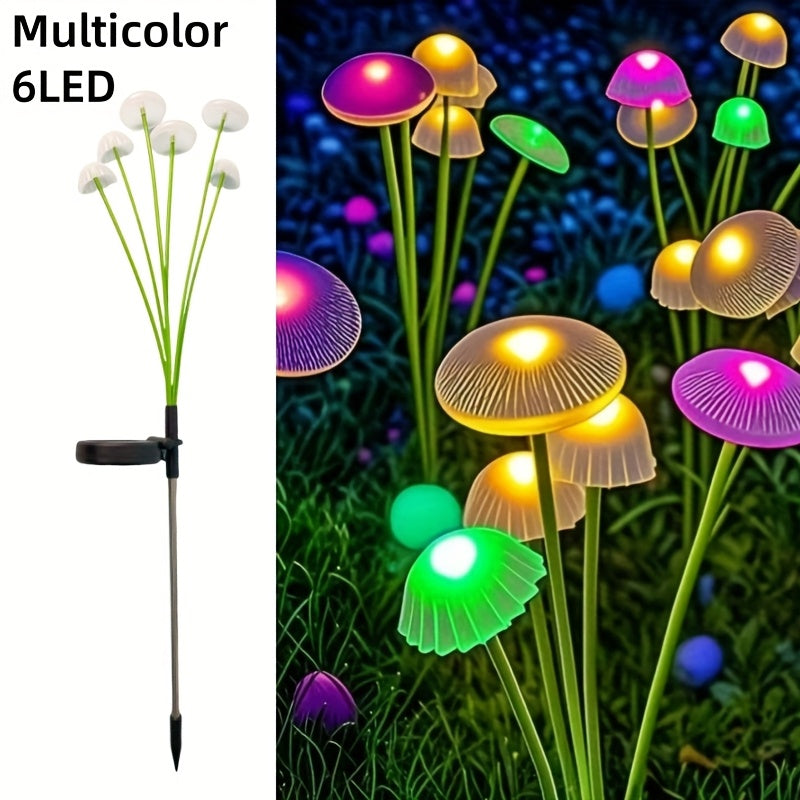 Solar 6/ 8/ 10 LED Jellyfish Mushroom Lights, Garden Landscape Lights, Outdoor Ground-plug Lawn Lights, Garden Decoration Lights, Doliday Garden Lights