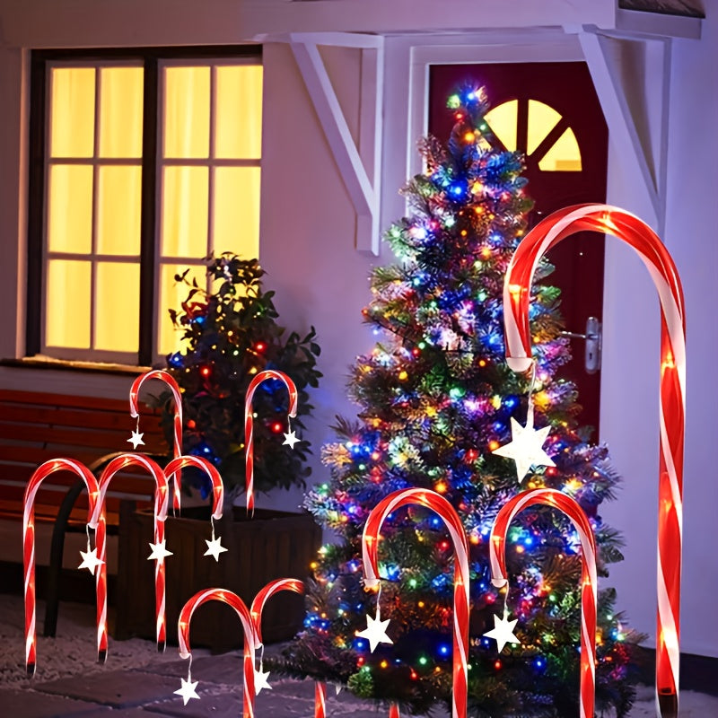 Christmas Candy Cane Lights, Solar-Powered Christmas Decoration Lighting for Holiday Gifts, Outdoor Christmas Decorations, Christmas Home Decor, Festive Lighting, Seasonal Decorations, Candy Cane Design, Holiday Light Display