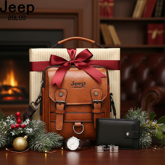 JEEP BULUO Multi-function Business Handbags Men New Man's Shoulder Bag Large Capacity Leather Messenger Bag Crossbody Big Brand
