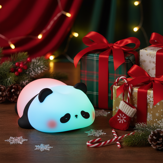 [Silicone Panda Lamp] Color Changing Silicone Panda Touch Sensor Lamp | USB Rechargeable, Soft LED Bedside Lamp, Tap Control - Perfect Gift for Boys, Girls, Friends - Ideal Choice for Christmas, Birthday, Panda Room Decoratio